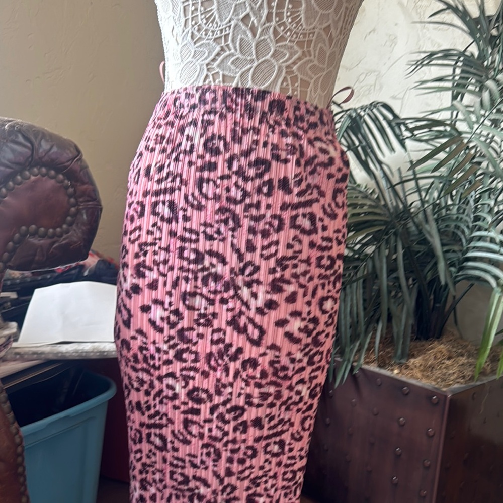 Pink Leopard Print Skirt